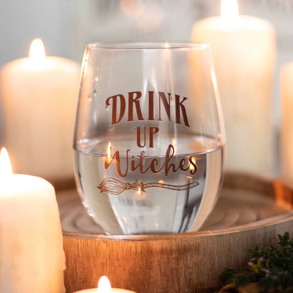 Drink Up Witches Stemless Wine Glass